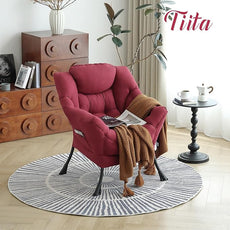 Tiita Lazy Chair, Modern Large Accent Lounge Armchair, Comfy Leisure Sofa Reading Chair for Bedroom, Living Room, Dorm Rooms, Garden and Courtyard, Red