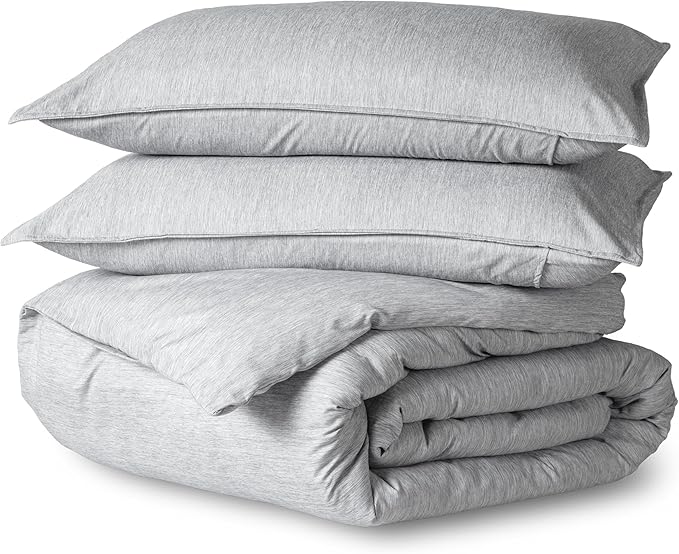 Bare Home Bedding Duvet Cover Queen Size - Premium 1800 Super Soft Collection - Lightweight, Duvet Cover - Soft Textured Bedding (Queen, Heathered Pewter)