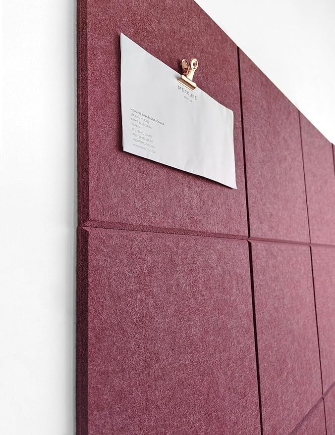 Cork Board 24 x36 Alternative - 6 Pack Felt Wall Tiles with Safe Removable Adhesive Tabs, Cork Boards for Walls Cork Board for Home Office Pin Board Tack Board - Red Wine