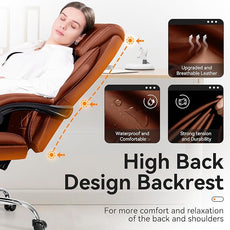 Office Chair, Executive Leather Chair Adjustable High Back, Ergonomic Computer Desk Chair Lumbar Support, Big and Tall Office Chair with Footrest, Comfy Reclining Chair for Home Office