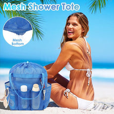 Mesh Shower Caddy Portable with Drawstring, Dorm Room Essentials for College Girls Guys, 8-Pocket Extra Large Shower Bag Basket Tote for Camping Beach Gym Travel Toiletry Bathroom