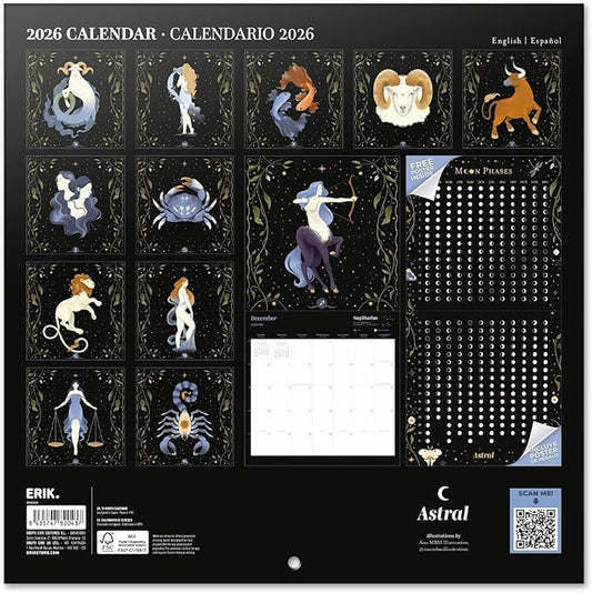 Atral Wall Calendar 2026 12" x 12" FSC® Plastic Free - Starts Week On Sunday | Family Planner Calendar 2026