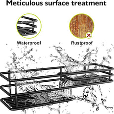 Orimade Over the Door Shower Caddy Adjustable 5 Tier Black,Bathroom Hanging Organizer Shelf Rustproof with 4 Hooks,Shower Basket with Soap Holder and Suction Cup