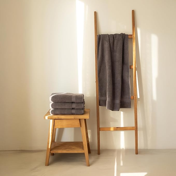 SALBAKOS 100% Turkish Cotton Bath Towel Set of 4 27x54 inch | Heirloom Quality | Hotel & Spa Collection | Soft, Super Absorbent, Long Lasting Bath Towels | Made in Turkey (Chocolate, 4 Bath Towels)