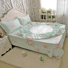 FADFAY Shabby Green Floral Bed Sheet Set Twin XL Cotton Sheets 4-Piece Twin Extra Long Size