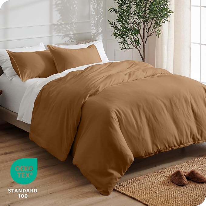 Bare Home Bedding Duvet Cover Queen Size - Premium 1800 Super Soft Collection - Lightweight, Cooling - Soft Breathable Bedding Duvet Cover (Queen, Caramel)