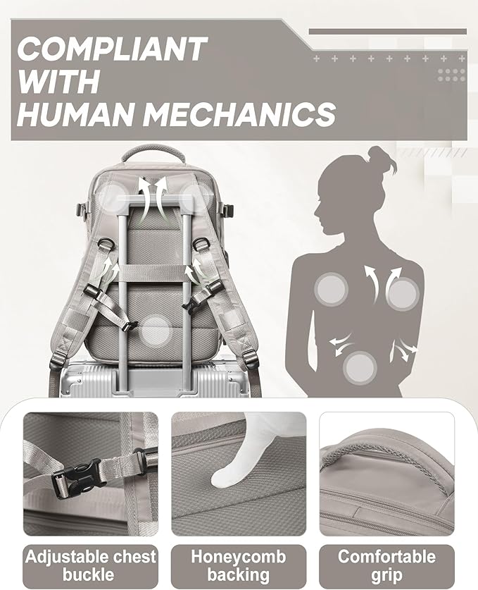 suwasp Vacuum Compression Backpack, 40L Expandable Travel Backpack with Electric Vacpack Pump, Travel Vacuum Bags with Shoe Compartment/15.6inch Laptop Compartment/USB Port, Brown