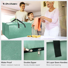 6 Pack Heavy Duty Large Moving Bags W/Backpack Straps - Strong Handles & Zippers, Storage Totes For Space Saving, Fold Flat, Alternative to Moving Box and Storage Bin, Teal