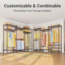 VIPEK V5 Portable Closet Wardrobe Heavy Duty Clothes Rack Metal Freestanding Clothing Racks, Adjustable Custom Closet Racks with 4 Hanging Rods & 8 Shelves, 68.9