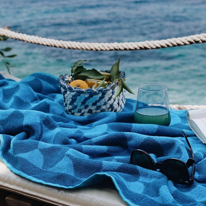 sea me at home 100% Turkish Cotton Bath, Beach, and Pool Towel with Unique Design - 31x62 Inches (Ocean Breeze)