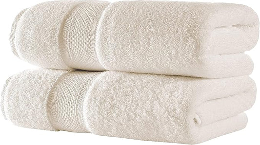 BAGNO MILANO Turkish Towels Luxury Hotel-Spa Towel Set, Non-GMO 100% Turkish Cotton | Ultra Soft Plush Absorbent Towels (Cream, 2 Pcs Bath Towel Set)