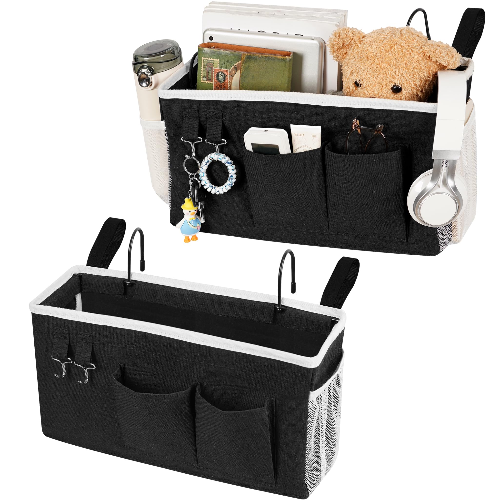 Loghot Bedside Caddy/Bedside Storage Bag Hanging Organizer for Bunk and Hospital Beds,Dorm Rooms Bed Rails,Can be Placed Glasses,Books,Mobile Phones,Keys (Light Pink) Dormly