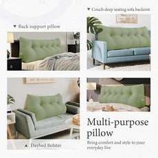 10 lbs Thickened Headboard Pillow Wedge Pillow Headboard Reading Pillow Bed for Comfortable Backrest Reading Triangular Pillow with Side Pocket Backrest Pillows for Sitting in Bed Green Full