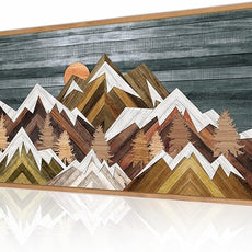 BINCUE Boho Mountain Wall Art Framed Mountain Landscape Canvas Artwork for Living Room Bedroom Bathroom Office 20x40 Inch