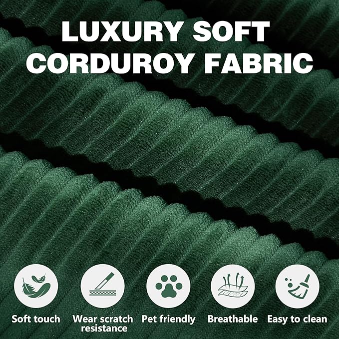78.8" Convertible Sofa Bed -Compression Sofa with Corduroy Fabric - with Armrests and Backrest - Modular Sectional for Living Room, Bedroom, Studio - Compression Sofa in Box (Dark Green)