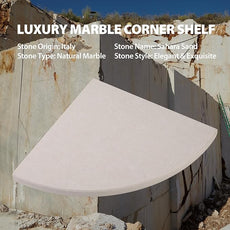 Koville Italian Marble Corner Shower Shelf for Bathroom, 10'' Marble Corner Shelves for Bath, Wall Mounted Stone Shower Caddy, No Drilling Adhesive Shower Shelf - Sahara Sand (2-Layer)
