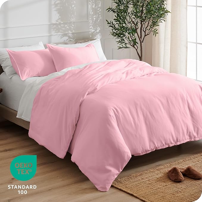 Bare Home Bedding Duvet Cover King Size - Premium 1800 Super Soft Collection - Lightweight, Cooling - Soft Breathable Bedding Duvet Cover (King, Light Pink)