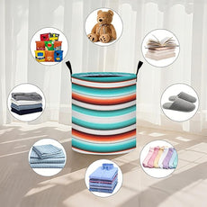 Mexican Serape Stripe Laundry Basket Foldable Oxford Cloth Tote Bag Laundry Hamper Clothes Storage Bucket Organizer For Bathroom/Laundry Storage/Bedroom 19.6x15.7 Inch