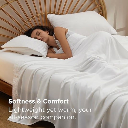 Bedsure Full Size Bed Sheets - 4 Pieces Soft Full Sheet Set - Breathable & Cooling - Hotel Luxury - Easy Care Polyester Microfiber Bedding for Women, Men, Bright White