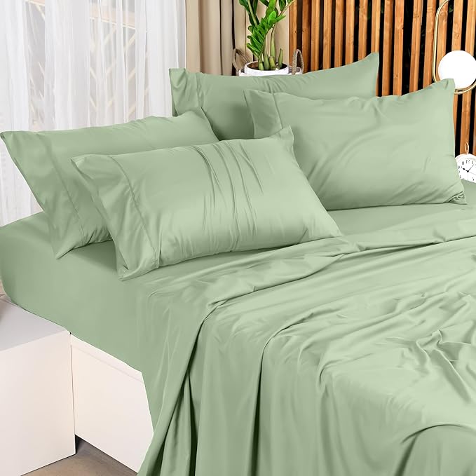 Utopia Bedding King Sheet Set – 4 Piece Bed Sheets for King Size Bed, Soft and Breathable Microfiber, Includes 1 Fitted Sheet, 1 Flat Sheet and 2 Pillowcases (Sage)