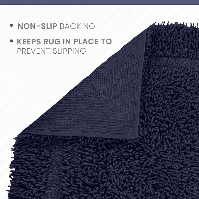 Martex 100% Cotton Ringspun Bath Rug | Super Soft | Super Absorbent | Essential Bathroom Rugs | Non-Slip Bath Mat | Quick Drying Bath Mat | Navy