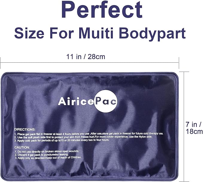 Ice Packs for Injuries Reusable, Gel Cold Pack for Knee Neck Shoulder Ankle Elbow Hip Back Pain Relief, Cold Compress Therapy for Swelling, Bruises, Surgery, 7”x 11”, Blue