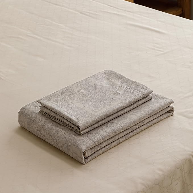 HeimenAogo Egyptian Cotton Duvet Cover California King Sateen Weave, Silky Soft Boho Duvet Cover Zipper Closure, Long Staple Cotton Bed Linen Boteh Damask Medallion Paisley 3Pcs (104"×98")