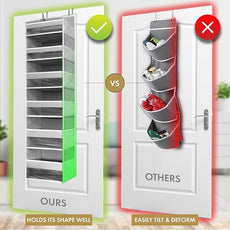 HOMELUX THEORY UPGRADED Over The Door Organizer Hanging - 100D EXTRA THICK & 50lbs HUGE CAPACITY 6Large Front & 12Side Pockets, Over The Door Shoe Organizer, Hanging Closet Organizer (Transparent 1pc)