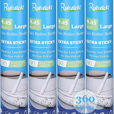 9.45 inch Lint Roller Refills for Large Long Handle Lint Rollers for Carpet 9.45'' Extra Sticky Floor Lint Roller 4 Pack of Refills Only, 90 Sheets per Refill, 360 Sheets Total