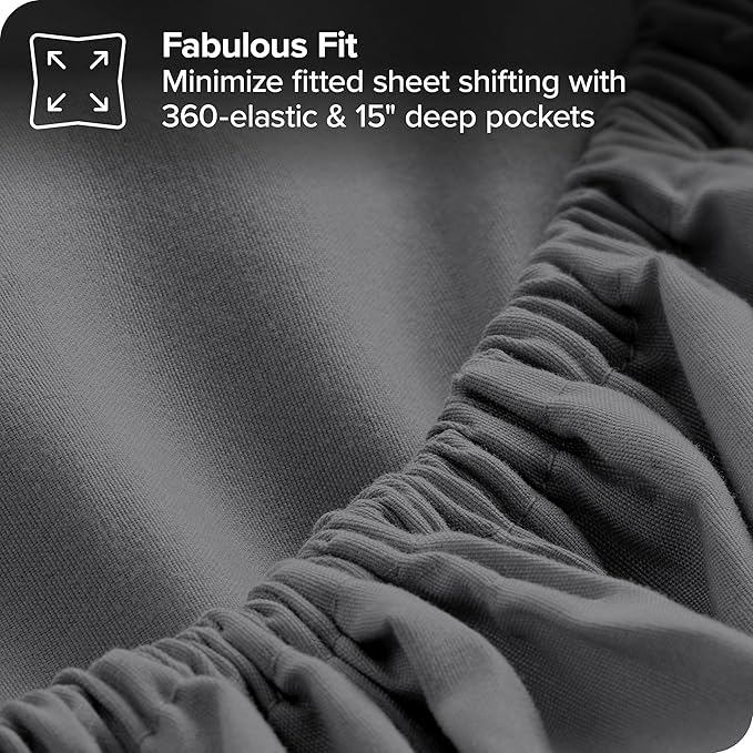 Bare Home Bed-in-A-Bag 8 Piece Comforter & Sheet Set - Split California King - Goose Down Alternative - Ultra-Soft 1800 Premium Bedding Set (Split Cal King, Light Grey/Grey)