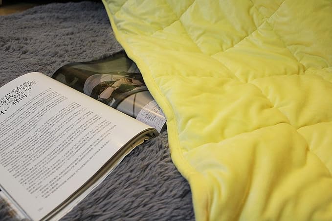 ALANSMA Reversible Weighted Blanket for All Season, Luxury Velvet, Warm and Cool, Adult 7Lb Yellow Weighted Blanket, Enjoy Sleeping Anywhere (Light Yellow, 40''x60'' 7lbs)