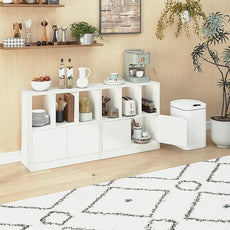 GOFLAME 3 Cube Bookcase with Doors, 3-Tier Cubby Book Shelf with 3 Open Compartments, Cabinet, Wooden Small Display Shelf, Freestanding Cubic Storage Organizer for Living Room, Study (2,White)