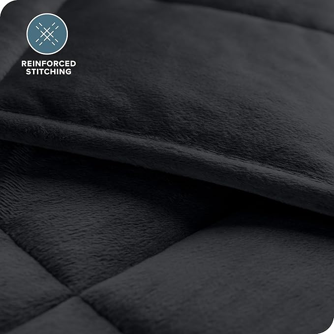 Bare Home Weighted Blanket Twin or Full Size 10lb (40" x 60") - Minky Fleece - Premium Heavy Blanket Nontoxic Glass Beads (Black, 40"x60")