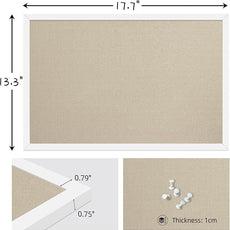 13.3x17.7 InchCork Board for Wall Hanging with Linen, Bulletin Board with Push Pins, Mounted Memo Message Board for Home Office Decor, Dorm Room Essentials, Classroom Organization