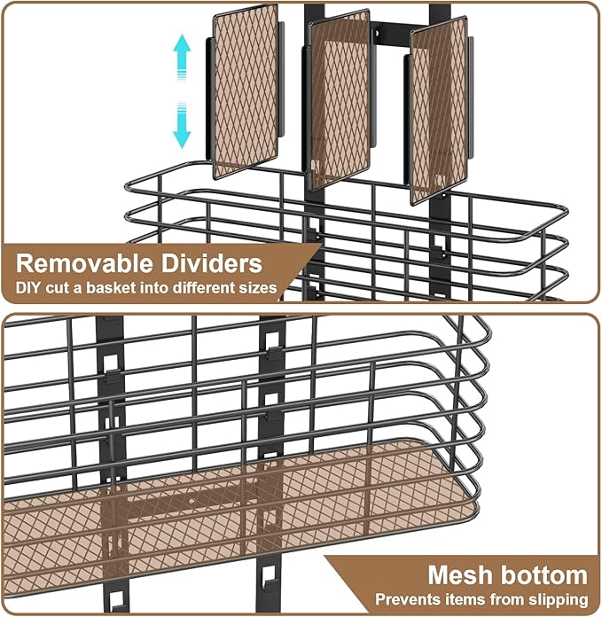 5-Tier Over The Door Organizer Bathroom - Hair Dryer Holder - Hair Tool Organizer Adjustable Height, DIY Bathroom Storage Shelf Wall Mounted for Flat/Curling Irons, Straighteners, Skincare