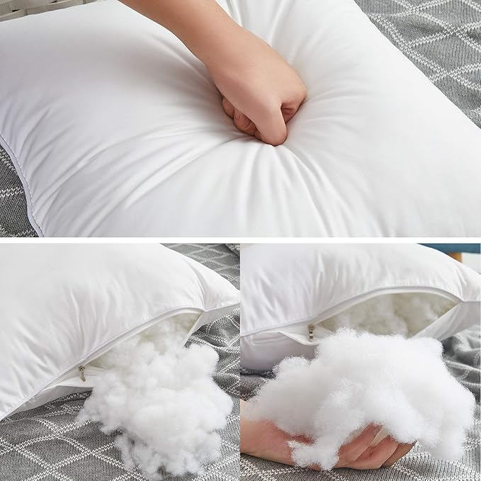Oubonun 28 x 28 Euro Pillow Inserts with 100% Cotton Cover - Square Interior Sofa Decorative Throw Pillow Insert Set of 2 - White Couch Pillow