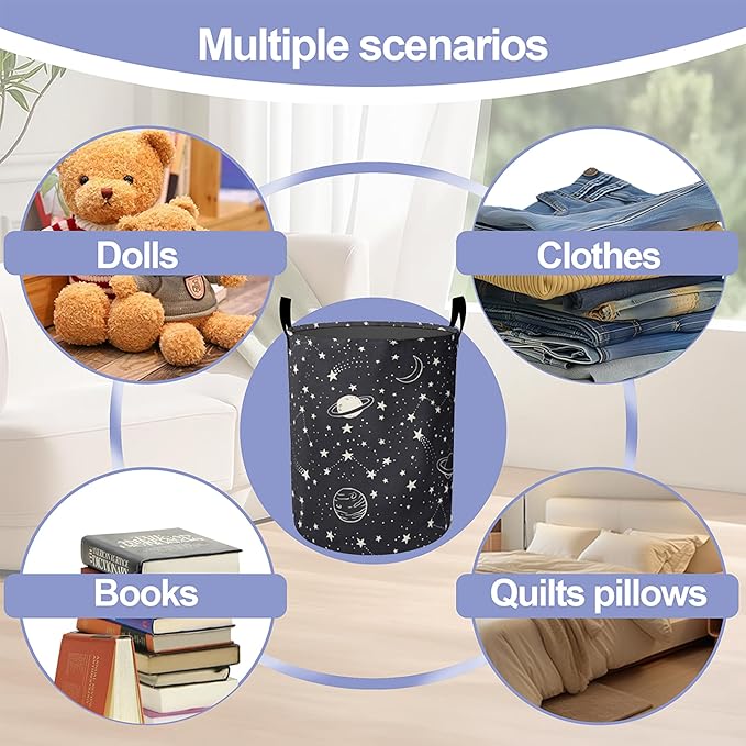Laundry Basket-Cartoon Celestial Sky Foldable Waterproof Oxford Cloth Funny Tote Bag Laundry Hamper Clothes Storage Bucket Organizer For Bathroom/Laundry Storage/Bedroom Storage Basket
