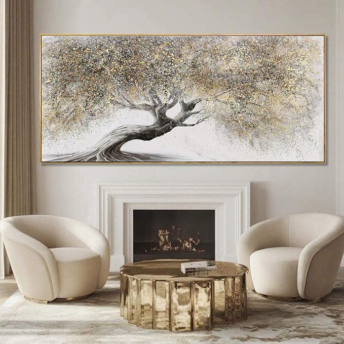 Tree Canvas Wall Art Nature Posters Vintage Hanging Wall Decor 32"x70" Decorations for Living Room Framed Art for Dining Room Area