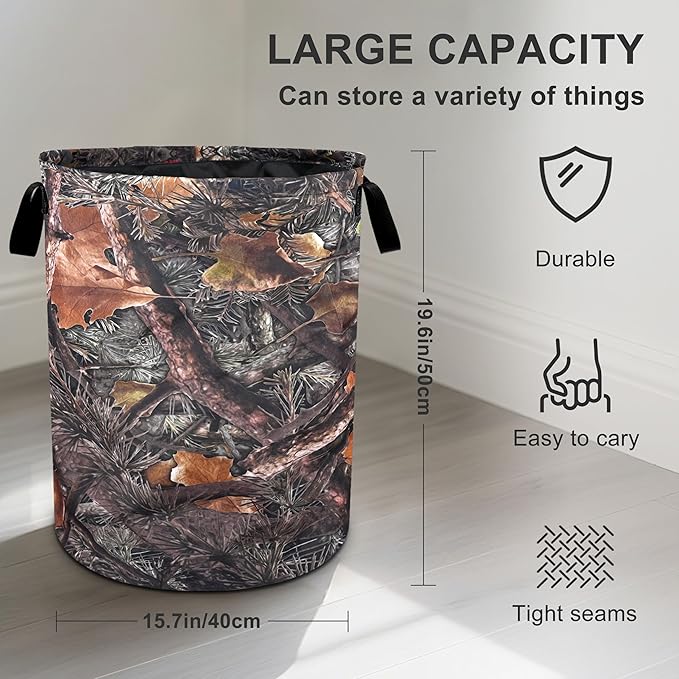 Camo Camouflage Laundry Basket Foldable Oxford Cloth Tote Bag Laundry Hamper Clothes Storage Bucket Organizer For Bathroom/Laundry Storage/Bedroom 19.6x15.7 Inch