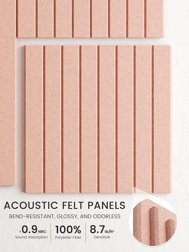 Bumusty Large Cork Board Alternative-36 x24 Felt Bulletin Board Tiles, with 30 Pushpins, 40 Adhesive Tabs, 6-Pack Slat Wall Paneling, Cork Boards for Office Push Pin Board Felt Board-Pink