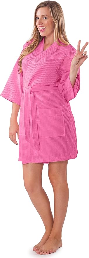 Turquaz Lightweight Short Robes For Women Waffle Kimono Bathrobe - Soft, Fast-Drying, Long-Lasting Cotton Blend