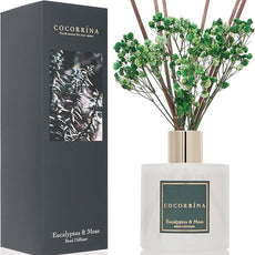 Cocorrína Reed Diffuser Sets- Eucalyptus & Moss Scented Diffuser with Sticks Home Fragrance Reed Diffuser for Bathroom Shelf Decor
