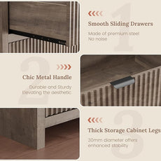 Fluted Sideboard Buffet Cabinet with Storage Drawers, 55