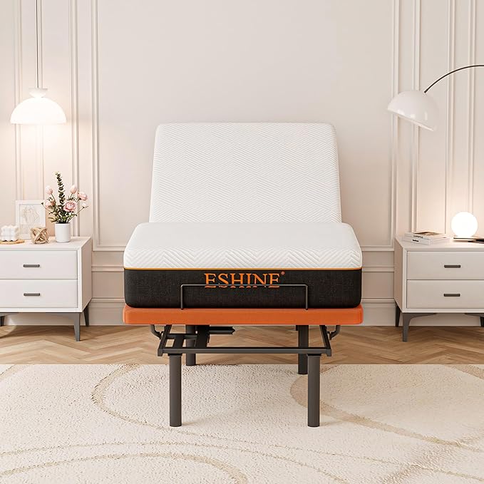 ESHINE Adjustable Bed Frame + 10 Inch Gel Memory Foam Mattress Twin XL Adjustable Bed Bluetooth APP Control, Wireless Remote, Zero Gravity, Anti Snore, Head and Foot Incline, 2000 Series
