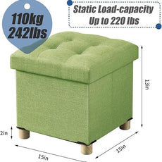 BRIAN & DANY 15 Inches Ottoman with Storage, Square Small Storage Ottoman Foot Rest with Legs, Ottomans Foot Stool for Dorm, Living Room, Entryway (Bright Green)