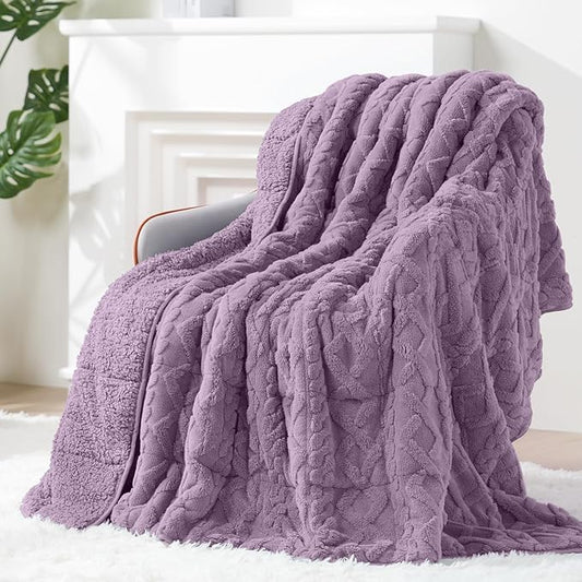 Super Fuzzy Soft Sherpa Fleece Weighted Blanket, 15 lbs Dual Sided Fluffy Heavy Weighted Blankets for Adults - No Bunching with Double Layers of Soft Inner Lining (48"x 72", 15 Pounds)