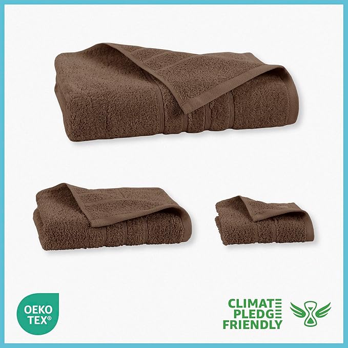 Martex 6-Piece Towel Set – Ultimate Performance – 100% Cotton – 2 Bath Towels – 2 Hand Towels – 2 Wash Cloths – Versatile – Low-Linting – Supersoft & Absorbent Bathroom Set – Easy Care – Chocolate