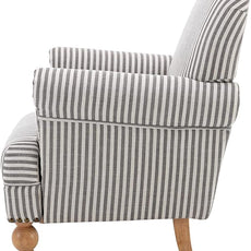 chairus Linen Accent Chair for Living Room Set of 2 Upholstered Mid Century Modern Single Sofa Chair with Solid Wood Legs Comfy Reading Armchair for Bedroom/Office Room/Recption/Lounge, Black Stripe