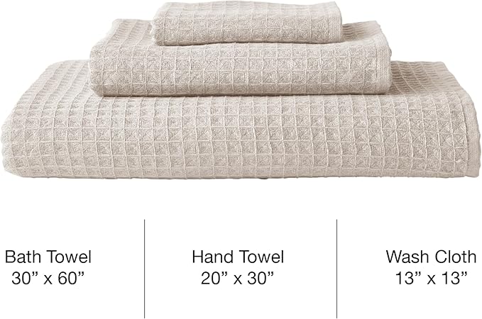 UCHINO Waffle Twist Cotton Weave Hand Towel for Bathroom Lightweight Absorbent Quick Dry Honeycomb Texture Solid Terry Loop Reverse 20" x 30", 1 Hand Towel, Grey