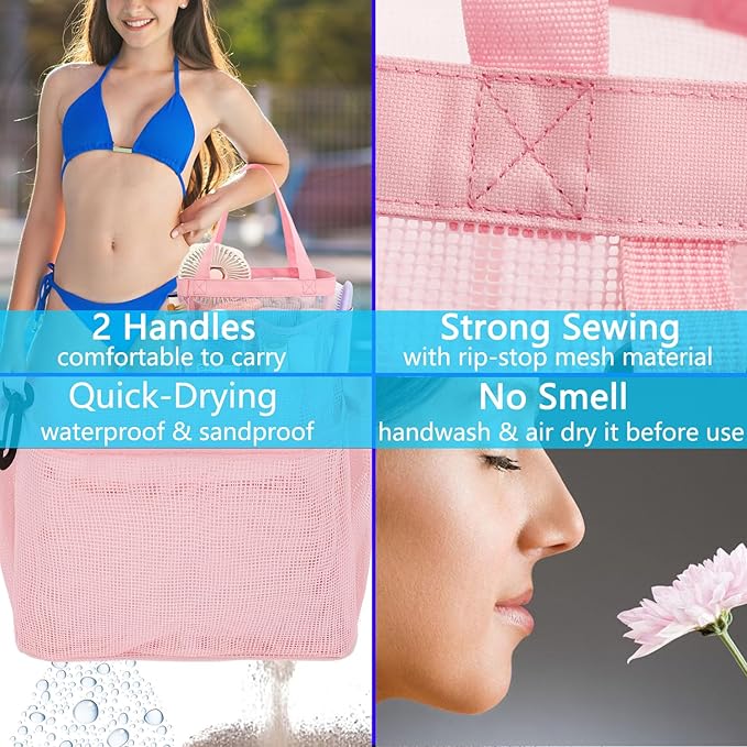 Mesh Shower Caddy Portable for College Dorm Room Essentials, 8-Pocket Large Shower Basket Tote Bag with 2 Handles for Toiletry, Bathroom, Beach, Camp, Gym